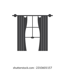 Curtain Window Room  curtains  furniture logo vector template illustration