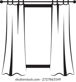 Silhueta de cortina e janela para design de decoração de interiores