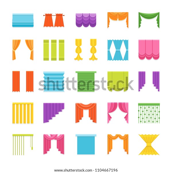 Curtains Blinds Window Drapes Different Styles Stock Vector
