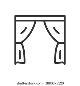 curtains and cornice, linear icon. Editable stroke