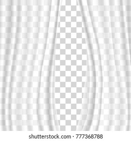 Curtains different forms. Waving in the wind and hanging curtains for the window decoration on transparent background. Vector illustration