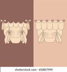   curtains and draperies interior decoration design ideas realistic icons collection isolated vector illustration