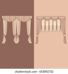   curtains and draperies interior decoration design ideas realistic icons collection isolated vector illustration