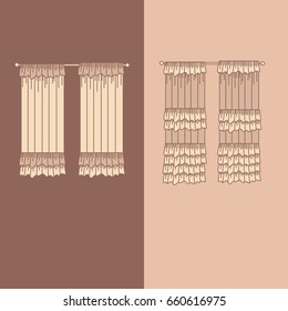   curtains and draperies interior decoration design ideas realistic icons collection isolated vector illustration