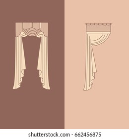   curtains and draperies interior decoration design ideas realistic icons collection isolated vector illustration