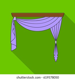 Curtains with drapery on the cornice. single icon in flat style vector symbol stock illustration web.
