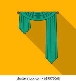 Curtains with drapery on the cornice. single icon in flat style vector symbol stock illustration web.