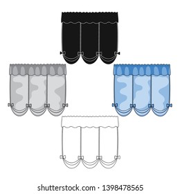Curtains with drapery on the cornice.Curtains single icon in cartoon,black style vector symbol stock illustration web.
