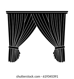 Curtains with drapery on the cornice.Curtains single icon in blake style vector symbol stock illustration web.