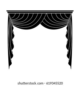 Curtains with drapery on the cornice.Curtains single icon in blake style vector symbol stock illustration web.