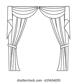 Curtains with drapery on the cornice.Curtains single icon in outline style vector symbol stock illustration web.