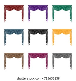 Curtains with drapery on the cornice.Curtains single icon in blake style vector symbol stock illustration web.