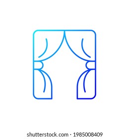 Curtains gradient linear vector icon. Window blinds. Open drapes for theater stage. Textile products, household cloths. Thin line color symbols. Modern style pictogram. Vector isolated outline drawing
