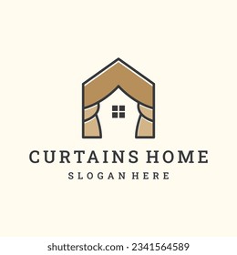 curtains home logo template inspiration. flat curtain logo icon