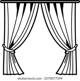 Curtains icon Black line art vector logo set. curtains icon Black line art vector, Curtains vector symbol stock illustration web