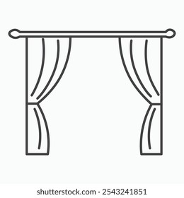 Curtains icon in black outlined and solid.