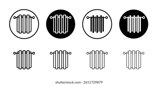 Curtains icon Flat simple outline set