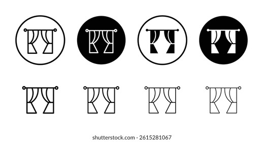 curtains icon Flat simple outline set