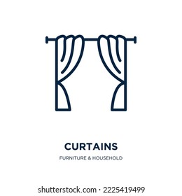 curtains icon from furniture  household collection. Thin linear curtains, interior, curtain outline icon isolated on white background. Line vector curtains sign, symbol for web and mobile