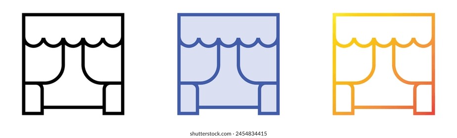 curtains icon. Linear, Blue Fill and Gradient Style Design Isolated On White Background