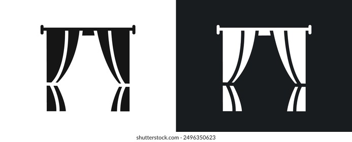 curtains icon linear graphics set vector in black