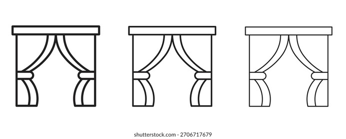 Icono de cortinas con estilo de contorno, diseños de Ilustración vectorial