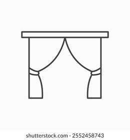 Curtains icon set in blackthin line style.