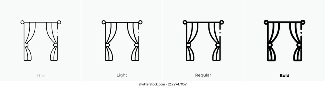 curtains icon. Thin, Light Regular And Bold style design isolated on white background