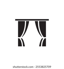 Curtains icon Thin line flat illustration