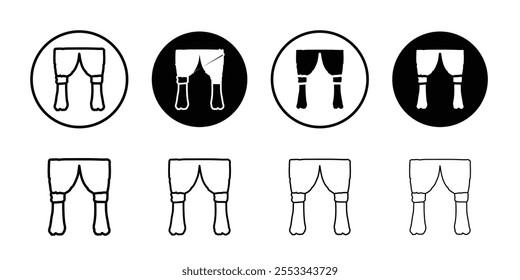 Curtains icon Thin line vector illustration set
