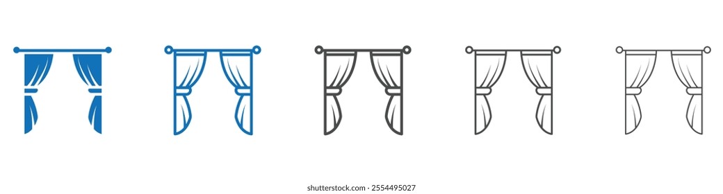Curtains icon vector set collection for web