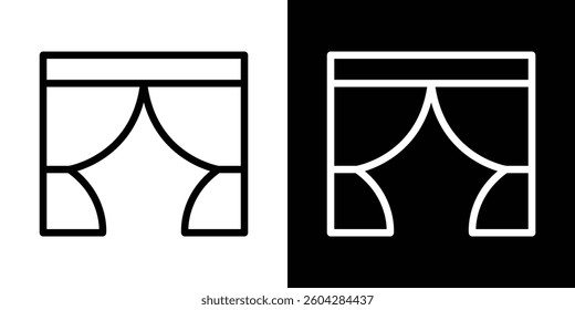 Curtains icons vectors set in stroke line style.