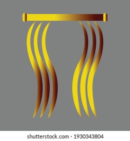 Curtains illustration logo design vector