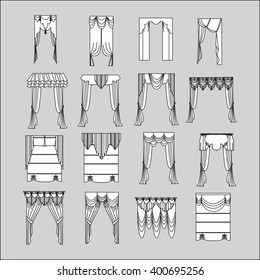curtains Interior design sketch. 