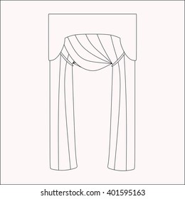 curtains Interior design sketch.