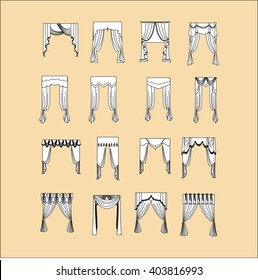 curtains Interior design sketch. 