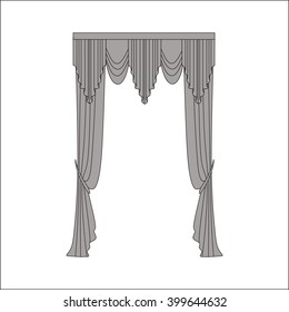 curtains Interior design sketch. interior decoration.