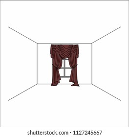 . curtains in the interior of the window.