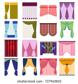 Curtains, lambrequins, cornice and other web icon in cartoon style. Furniture, textiles, window icons in set collection.