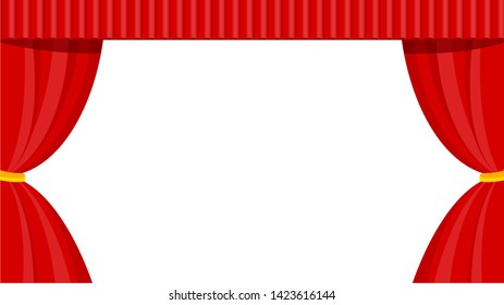 Curtains with lambrequins on the stage of the theater, concert hall. Decorations for the opening ceremony, at the premiere, awarding or other solemn official event