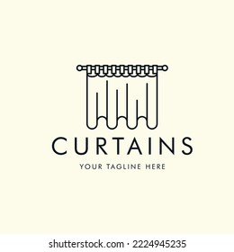 curtains line art style logo vector template illustration design, circus curtains minimalist logo