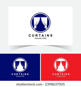 Curtains Logo Design Template With Circle.