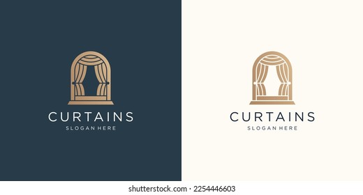 curtains logo inspiration template. luxury blinds curtain, circus curtain, minimalist style art.