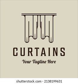 curtains logo line art vector minimalist simple illustration template icon graphic design. curtains sign or symbol for decoration company