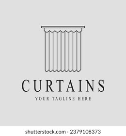 curtains logo line art vector illustration template icon graphic design