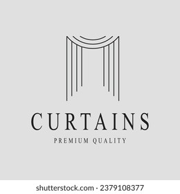 curtains logo line art vector illustration template icon graphic design