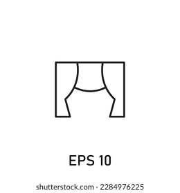 curtains on tau window on stage icon editable stroke eps 10
