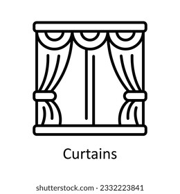 Curtains Outline Icon Design illustration. Home Repair And Maintenance Symbol on White background EPS 10 File