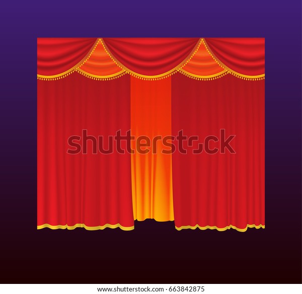Curtains Realistic Vector Red Drapes Closed Stock Vector Royalty