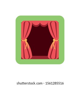 curtains, red, theatrical, hanging, vector illustration design